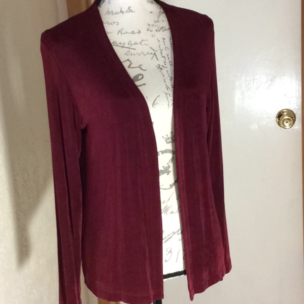 CHICOS  BURGUNDY SPANDEX CARDIGAN - Picture 3 of 6
